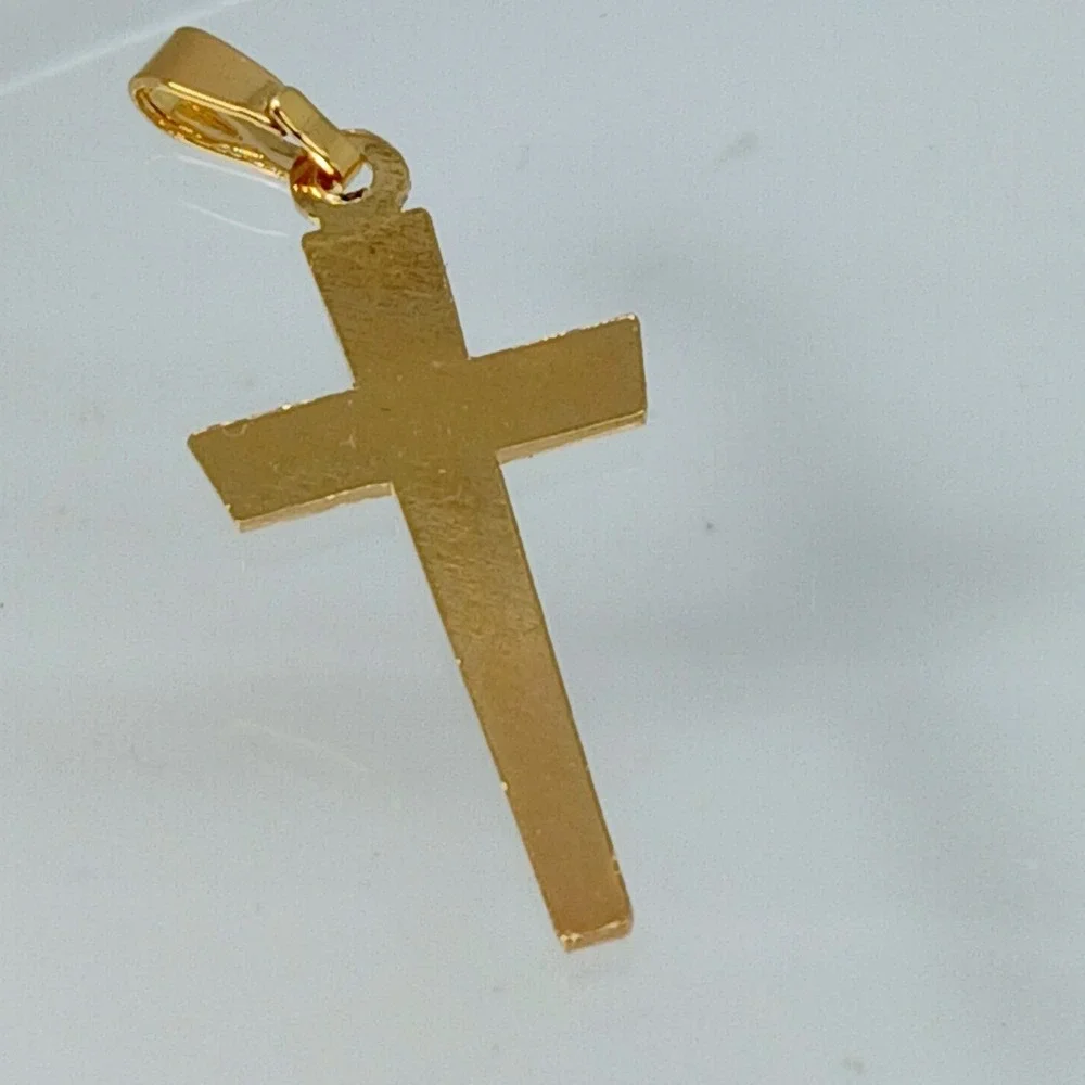 Karatbond Vintage Y2K Textured Gold Double Cross Pendant Made USA New Old Stock